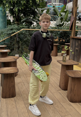 Children's almost black oversize "CABANCHI CLUB" T-shirt